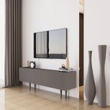 enwood Capella Gri Mdf Country 3 Kapaklı Ahşap Ayaklı 140 Cm Tv Ünitesi