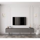 Enwood Capella Gri Mdf Country 5 Kapaklı Ahşap Ayaklı 200 Cm Tv Ünitesi