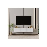 enwood Capella TV ünitesi beyaz MDF 120 cm duvara monte kapaklı raflı