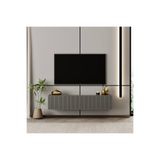enwood Capella TV ünitesi gri MDF 120 cm duvara monte kapaklı raflı