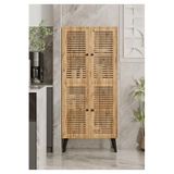 enwood DENEB MDF ATLANTİK ÇAM RENGİ 4 Kapaklı(Panjur Kapak) Ahşap Ayaklı Kiler Dolabı ATLANTİK ÇAM