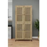 Enwood Deneb Mdf Atlantik Çam Rengi 4 Kapaklı(Panjur Kapak) Ahşap Ayaklı Kiler Dolabı
