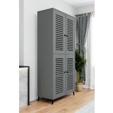 enwood Deneb Mdf Gri? 4 Kapaklı (panjur Kapak) Ahşap Ayaklı Kiler Dolabı