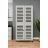 Enwood Deneb Mdf Kum Taşı Rengi 4 Kapaklı(Panjur Kapak) Ahşap Ayaklı Kiler Dolabı