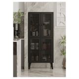 Enwood Deneb Mdf Siyah 4 Kapaklı (Panjur Kapak) Ahşap Ayaklı Kiler Dolabı