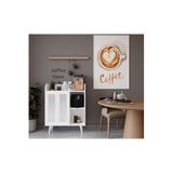 enwood MAGNETAR BEYAZ MDF KİLER DOLABI AHŞAP AYAKLI PANJUR KAPAKLI-RAFLI BEYAZ