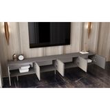 Enwood Mdf 6 Kapaklı Ahşap Ayaklı (120 cm x 2 Adet) 240 cm Tv Ünitesi - Gri - 120 CM X 2 ADET
