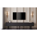 Enwood Mdf 6 Kapaklı Ahşap Ayaklı (120 cm x 2 Adet) 240 cm Tv Ünitesi - Siyah - 120 CM X 2 ADET