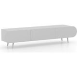 Enwood Regulus Mdf 3 Kapaklı Ahşap Ayaklı 200 cm Country Tv Ünitesi - Beyaz