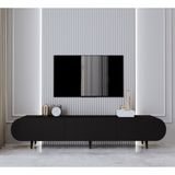 ENWOOD REGULUS Siyah 3 Kapaklı Ahşap Ayaklı 180 cm Modern Tv Ünitesi