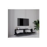 Enwood Regulus Siyah Mdf 2 Kapaklı Ahşap Ayaklı 140 Cm Modern Tv Ünitesi