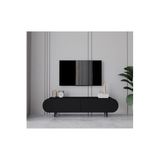 enwood Regulus Siyah Mdf 2 Kapaklı Ahşap Ayaklı 160 Cm Modern Tv Ünitesi SİYAH 160 x 48