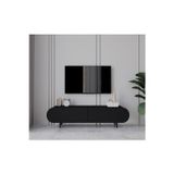 Enwood Regulus Siyah Mdf 2 Kapaklı Ahşap Ayaklı 160 Cm Modern Tv Ünitesi