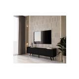 Enwood Rigel Country Siyah Mdf 2 Kapaklı (Düşme Kapak) Ahşap Ayaklı 160 Cm Tv Ünitesi