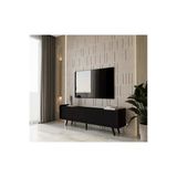 Enwood Rigel Country Siyah Mdf 2 Kapaklı Düşme Kapak Ahşap Ayaklı 180 Cm Tv Ünitesi