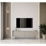 Enwood Rigel Kum Taşı Rengi Mdf 2 Kapaklı (Düşme Kapak) Ahşap Ayaklı 140 Cm Country Tv Ünitesi