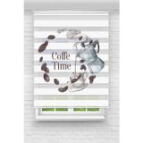 (ENXBOY)COFFE TİME DİJİTAL BASKILI ZEBRA PERDE-COCUK ODASI-STOR PERDE