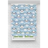 (ENXBOY)MAVİ PANDA DİJİTAL BASKILI ZEBRA PERDE-COCUK ODASI-STOR PERDE