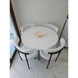 Enxne Shop Yuvarlak Masa Sandalye Takımı, 4 Kişilik Mutfak Masası, 4 Kişilik Sandalye, Mdf Mutfak Masası 90 x 90 Beyaz Yemek Masası - 90*90