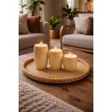 Enyaza Doğal Ahşap Koyu Ceviz 3'lü Tealight Mumluk 10-8-6 cm Modern Tasarım - Ahşap - Bej