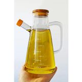 Enyaza Home Bambu Kapaklı Vakumlu Borosilikat 900ml Cam Yağlık Yağdanlık 1 Adet