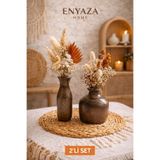 ENYAZA(2024) 2'Li Bohem Dekoratif Vazo Seti - Modern Vazo, Rustik Vazo, El Yapımı Ahşap Dekor Çiçeklik