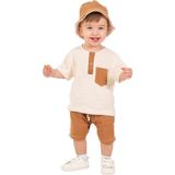 Enza Butik Erkek Bebek Yazlık 2'li Müslin Şapka Hediyeli Alt-Üst Takım 6/12/18 Ay - 18 - 24 Ay - Kahverengi