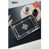 Enza Çınar Black Çay Kahve Kahvaltılık Ve Sunum Tepsisi 48x29 Cm