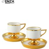 Enza Doris Porselen Fincan Takımı 2 Kişilik Gold - 1 Adet - 90 ml