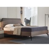 Enza Home 11804 Gri Keten Dokulu Kumaş 150x200 cm Cordell Başlıklı Karyola
