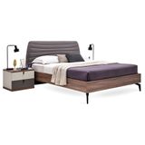 Enza Home 11804 Gri Keten Dokulu Kumaş 180x200 cm Cordell Başlıklı Karyola