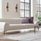 Enza Home 15602 Swan Buklet Kumaş Beyaz 2.5'lu Koltuk