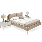 Enza Home 22805 Krem Suni Deri Kumaş 200x200 cm Legato Başlıklı Karyola