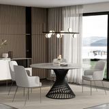 Enza Home Assos Metal Ayaklı, Mermer Yüzeyli Yemek Masası - Italyan Gri - Açık Gri - 90x150