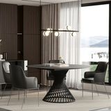 Enza Home Assos Metal Ayaklı, Seramik Yüzeyli Yemek Masası - Koyu Gri - 90x150