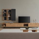 Enza Home Austin Maxi Tv Ünitesi, 350X45 cm - Açık Meşe - Koyu Meşe