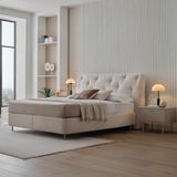 Enza Home Cante Başlıklı Baza 2'li Set - Krem - 140 x 190 cm