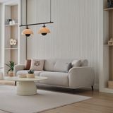 Enza Home Cante Koltuk Takımı Krem Renk Modern Tasarım Yataklı Ahşap ve Keten Malzeme 230 cm