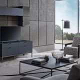 Enza Home Legato 4 Çekmeceli Ayaklı TV Ünitesi+Siyah Kalkar Kapaklı Üst Modül