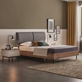 Enza Home Loreto Başlıklı Karyola - Keten Dokulu Kumaş 160X200 - 160 x 200 cm - Mavi