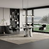 Enza Home Nebula Metal Ayaklı, Cam Yüzeyli Yemek Masası - Koyu Gri - 200x100