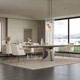 Enza Home Nebula Metal Ayaklı, Traverten Yüzeyli Yemek Masası - Bej - 200x100