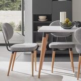 Enza Home Palladio Mutfak Sandalyesi, Natural Ahşap Ayaklı, Keten Dokulu - Koyu Gri