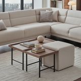 Enza Home Paloma 55701 Krem Dokuma Kumaş Sehpa Pufu