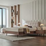 Enza Home Paloma Başlıklı Karyola 2'li Set - Krem - 200 x 200 cm