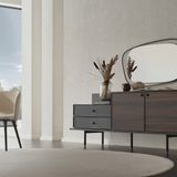 Enza Home Parma Koyu Ceviz-Mat Siyah Yemek Odası Takımı