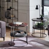 Enza Home Pera 54x60 cm Füme Metal Ayaklı Yan Sehpa