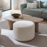 Enza Home Perge Sehpa Pufu, Şönil Kumaş - Krem - 60x60
