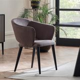 Enza Home Riga 16403 Gri Süet Dokulu Kumaş Kolçaklı Sandalye