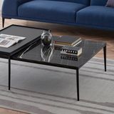 Enza Home Riga Mermer Desenli Kare Orta Sehpa - Siyah